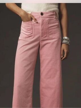 Anthropologie Rose Pink Wide-Leg Corduroy Jeans